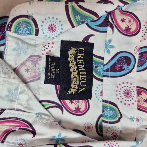 CREMIEUX PREMIUM DENIM Men's Size M Shirt Stretch White Paisley Multi  (57) - Picture 8 of 11